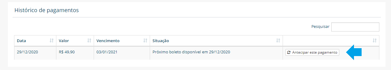 antecipar pagamento