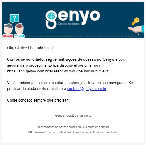 e mail usuario esqueceu senha