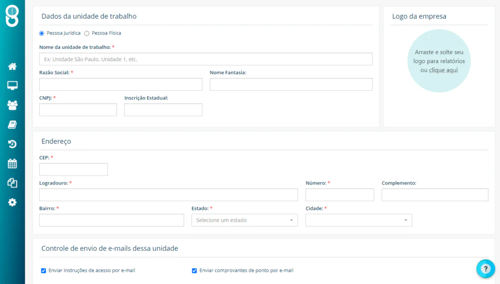 tela nova unidade 1 criar uma unidade de trabalho