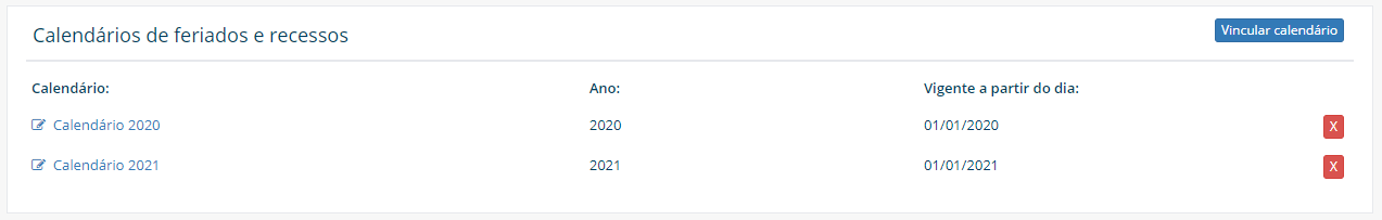 vincular calendário