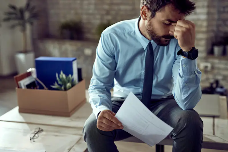 young-frustrated-businessman-holding-his-head-in-pain-after-being-fired-at-work cálculo rescisão