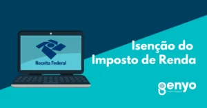 ilustração de um notebook com tela aberta com o texto isenção imposto de renda