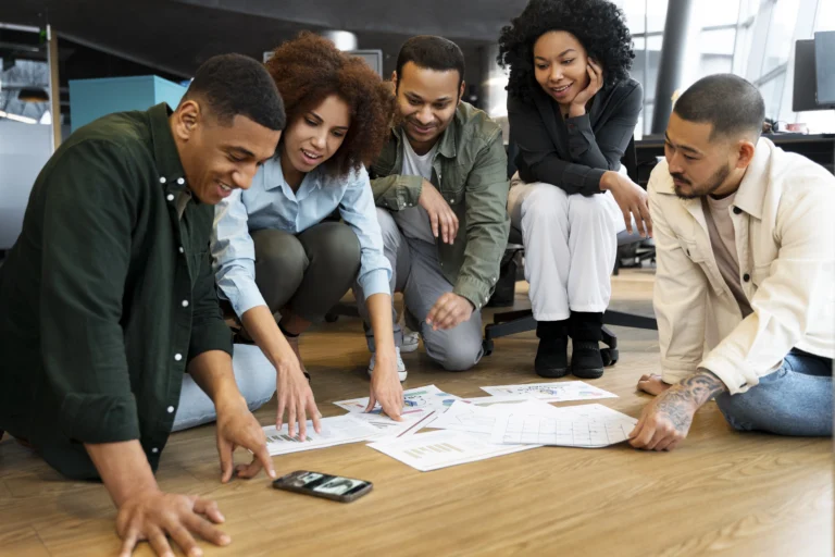 people working marketing agency