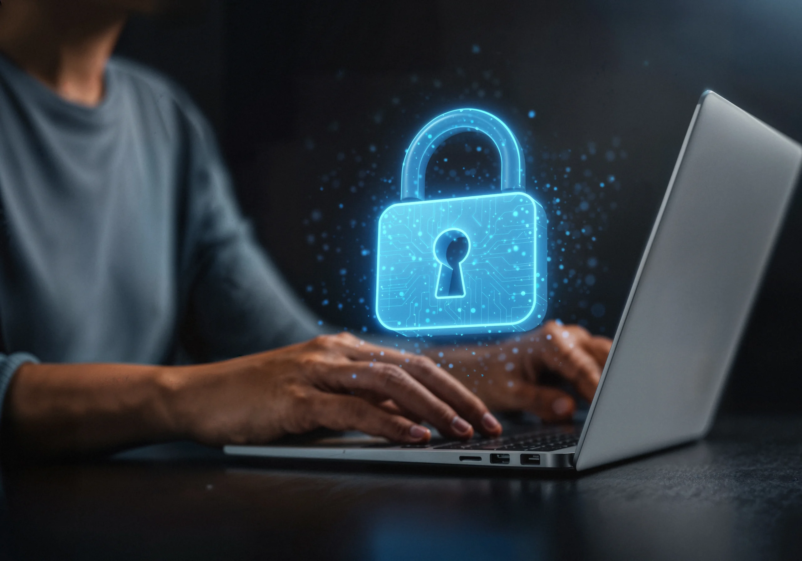 Lista dos 5 melhores ERPs: Escolha o ideal para o seu negócio securing digital data laptop cyber security padlock scaled