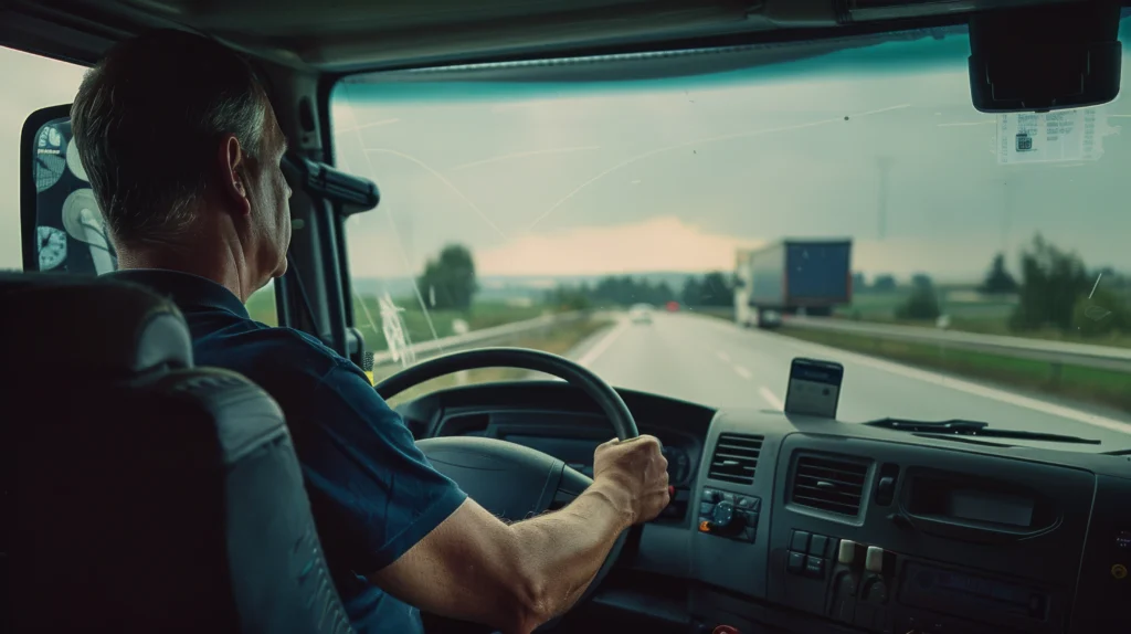 photorealistic man driving truck photorealistic man driving truck