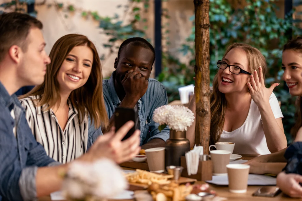 best friends are chatting laughing with tasty snacks terrace best friends are chatting laughing with tasty snacks terrace