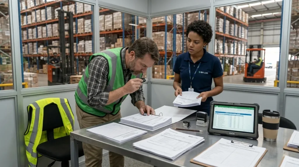 Auditor fiscal verificando documentos Auditor fiscal verificando documentos
