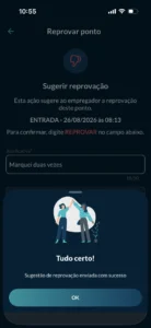 Sugestão de reprovação concluída com sucesso Sugestão de reprovação concluída com sucesso