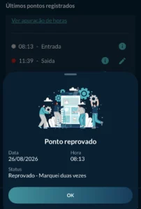 Status da sugestão de reprovação de ponto Status da sugestão de reprovação de ponto